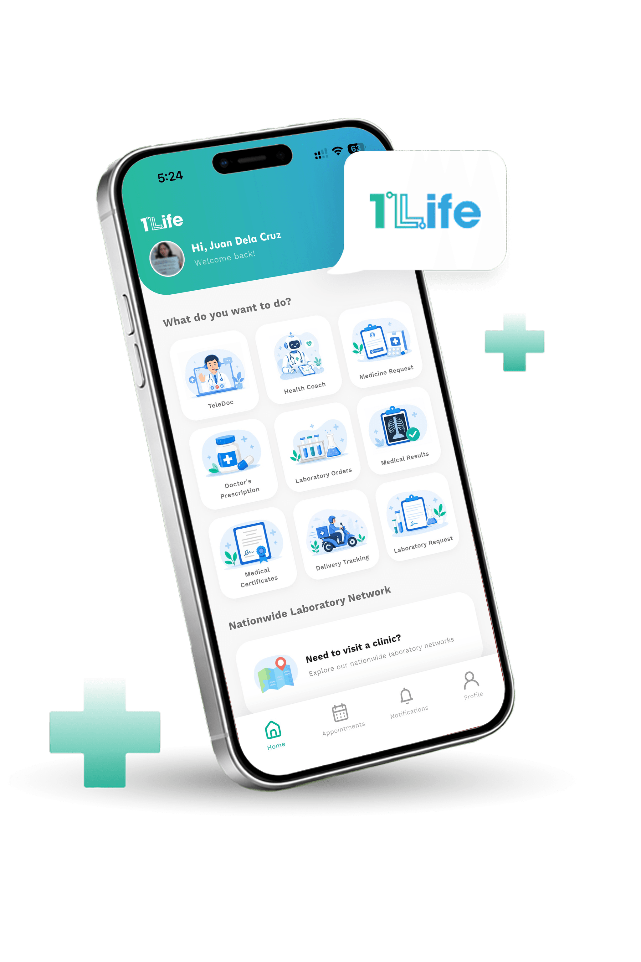1Life Health App shown on mobile devices